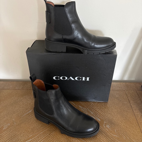 Women’s Coach Black Leather Lyden Booties Ankle Boots Sz 9 B - Picture 1 of 6